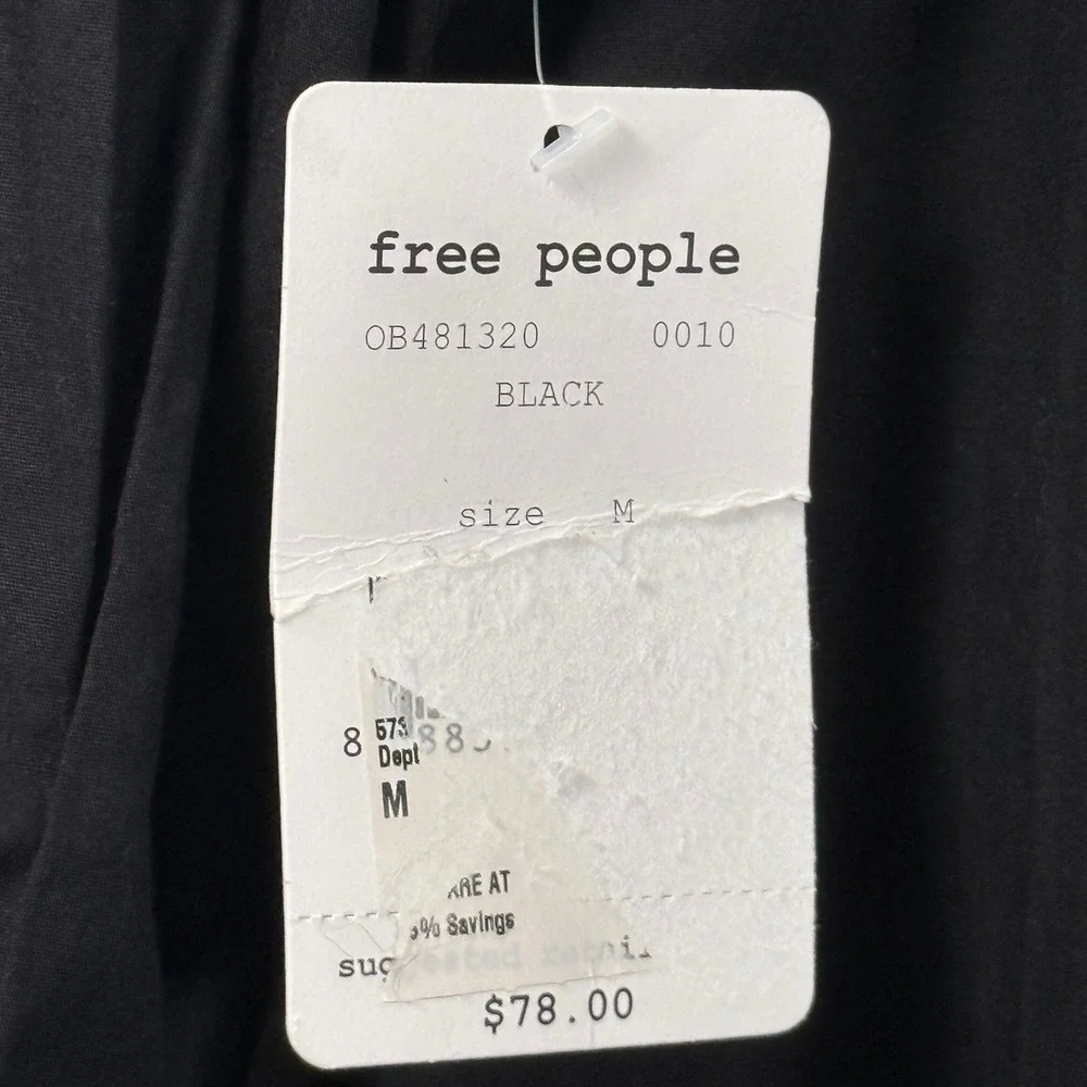 Free People Show Some‎ Shoulder Black Long Sleeve Top Blouse Cotton Womens M NWT